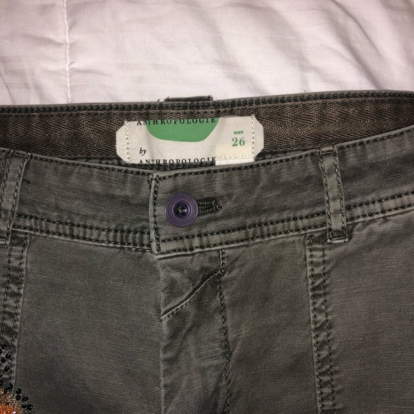 Anthropologie Floral Beaded Pants - Size 26 - Picture 4 of 4